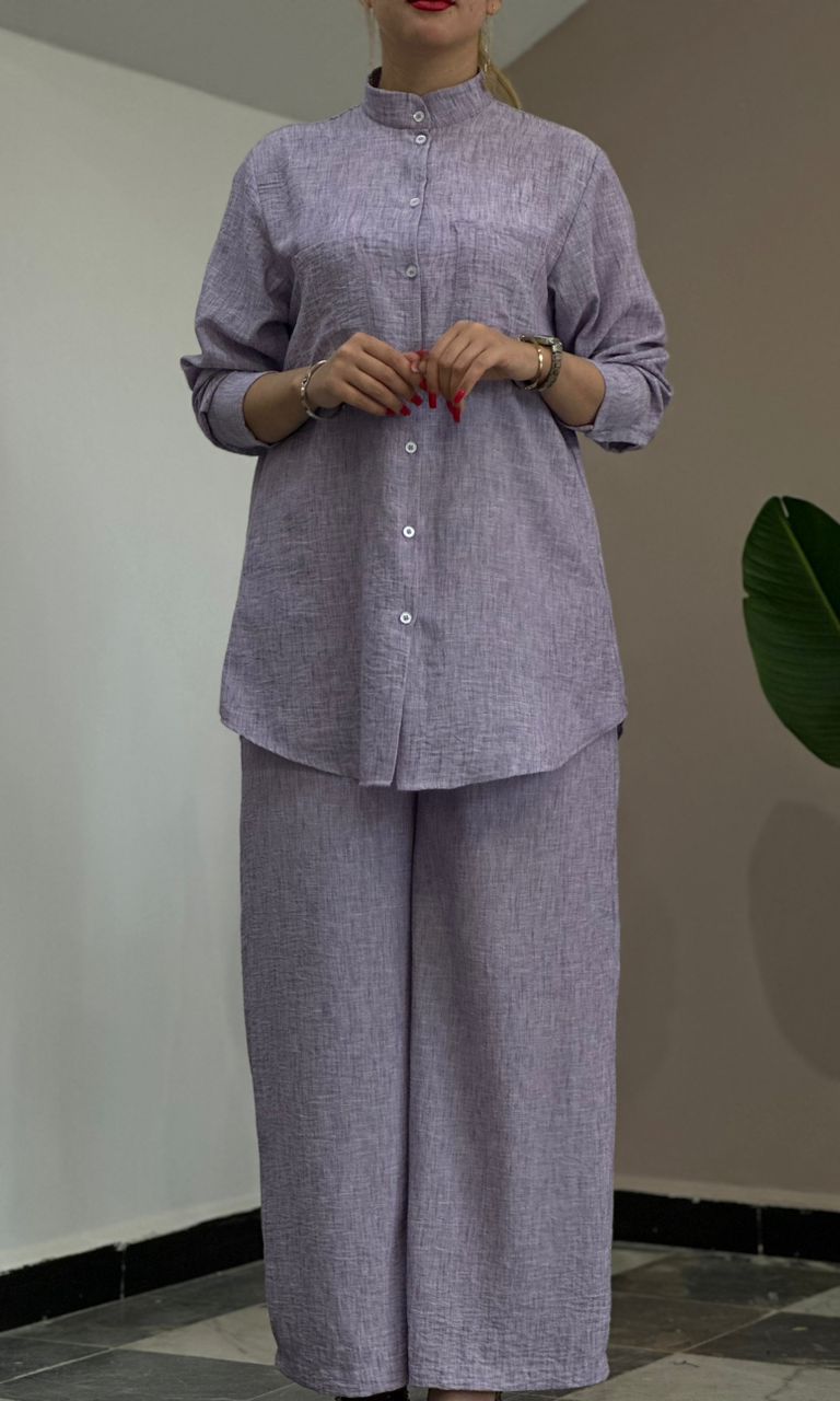 ENSEMBLE PANTALON CHEMISIER LIN
