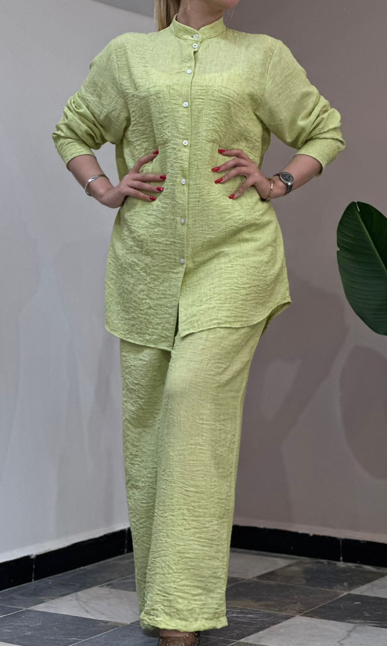 ENSEMBLE PANTALON CHEMISIER LIN